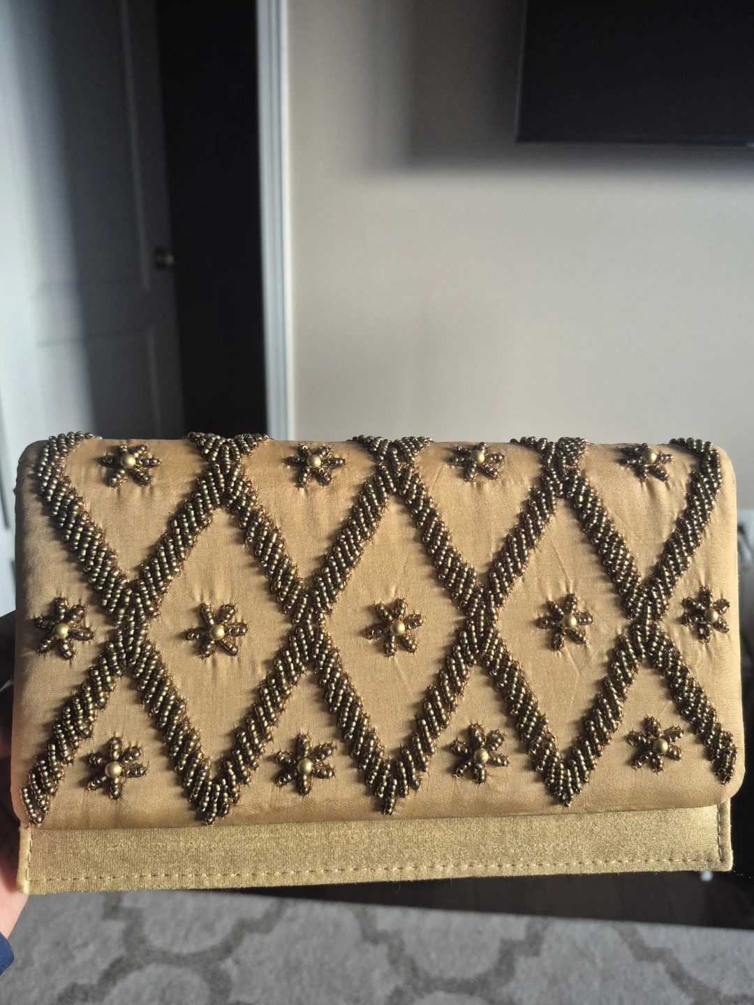 Gold Beaded Clutch Handbag - photo 2