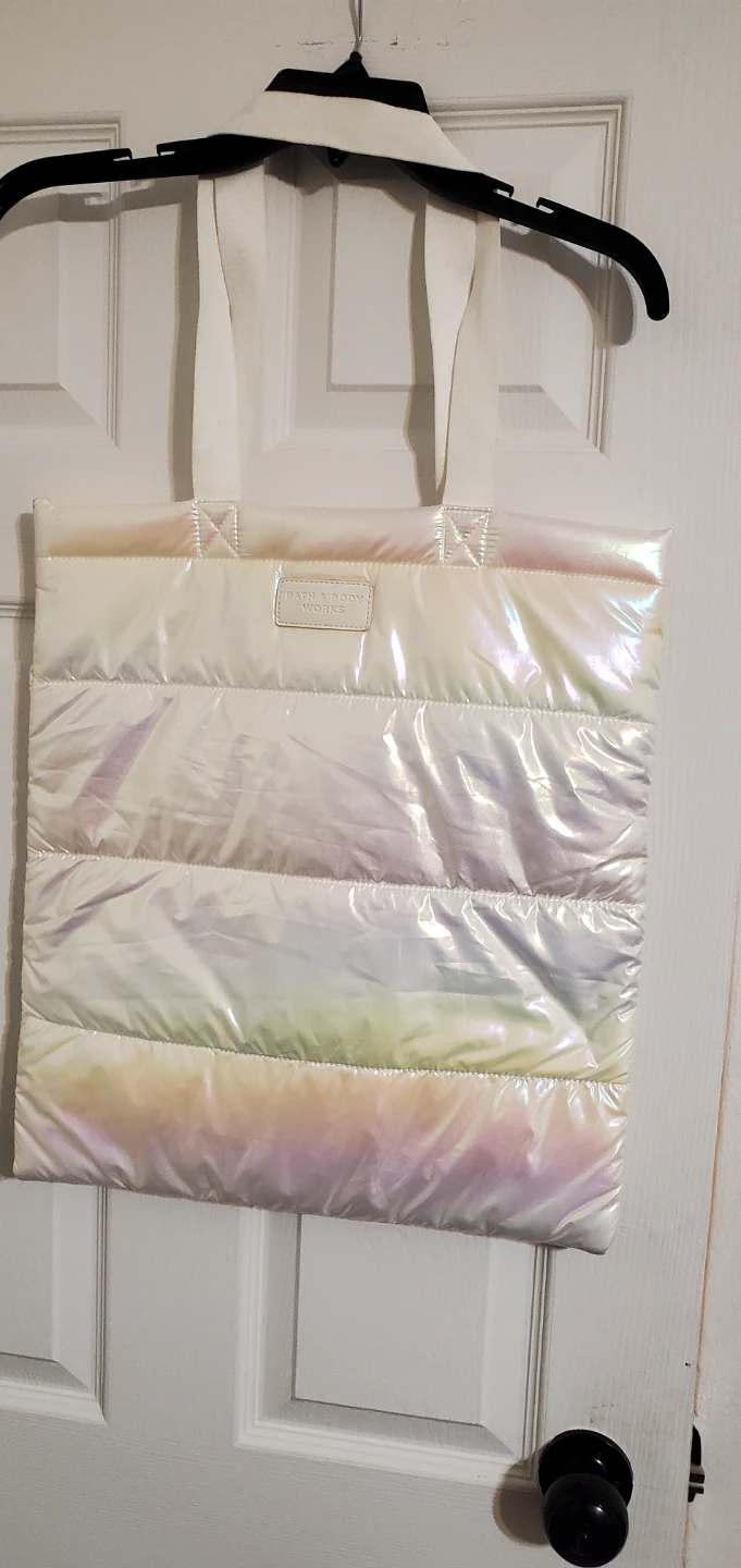 Bath & Body Works Iridescent Puffer Tote Bag