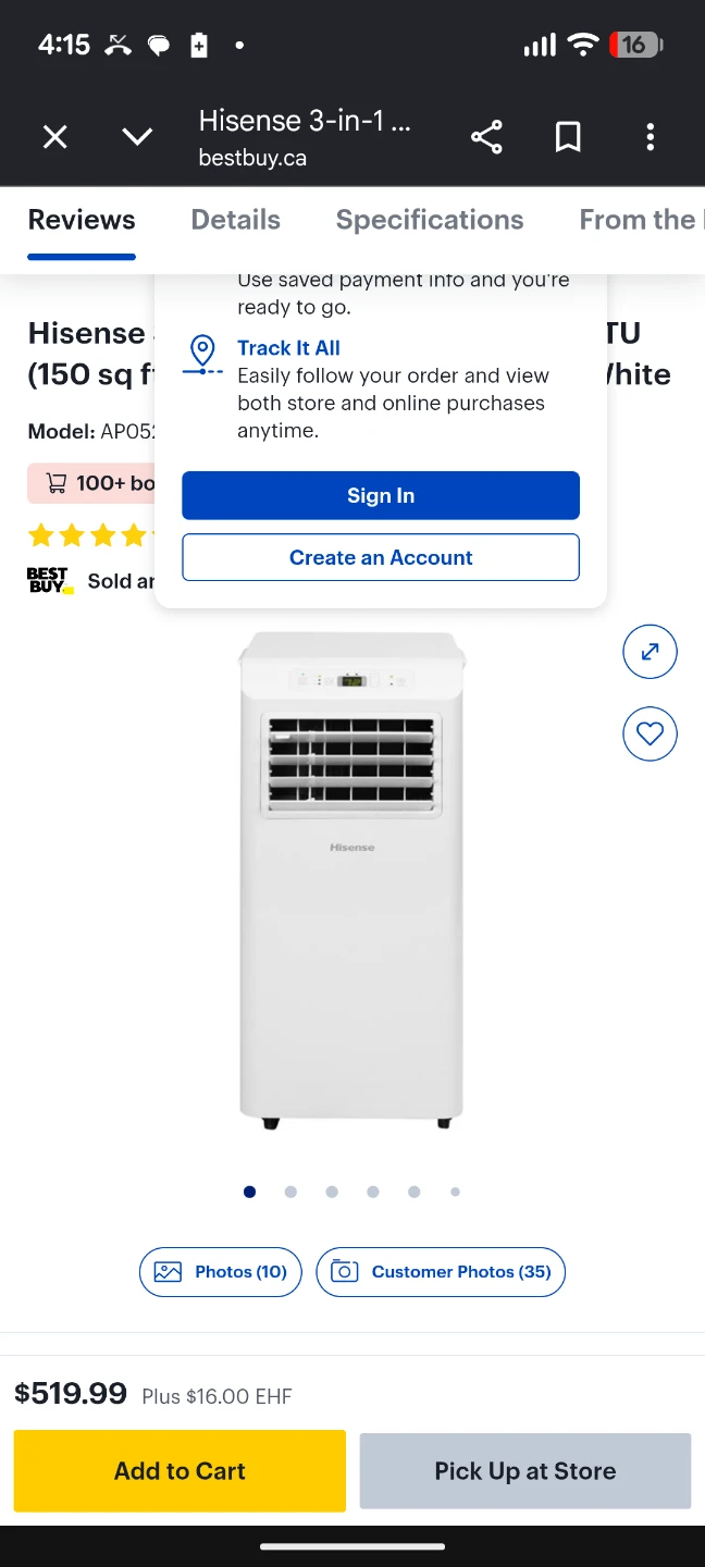 Hisense 3-in-1 Portable Air Conditioner