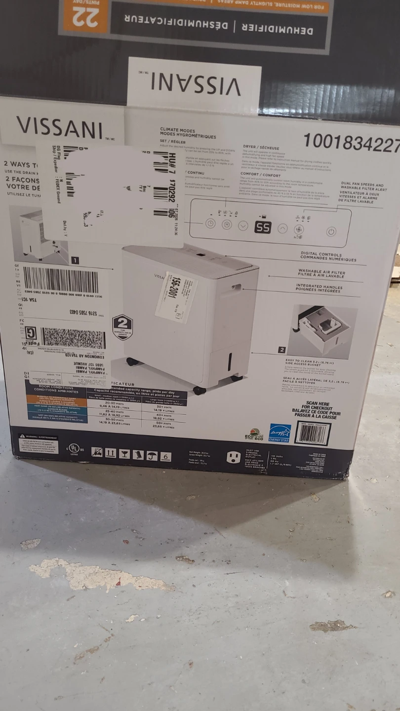 Vissani Dehumidifier  (basement floods, restaurants, warehouses)