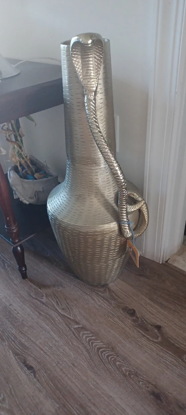 Gold Metal Cobra Handle Floor Vase - photo 2