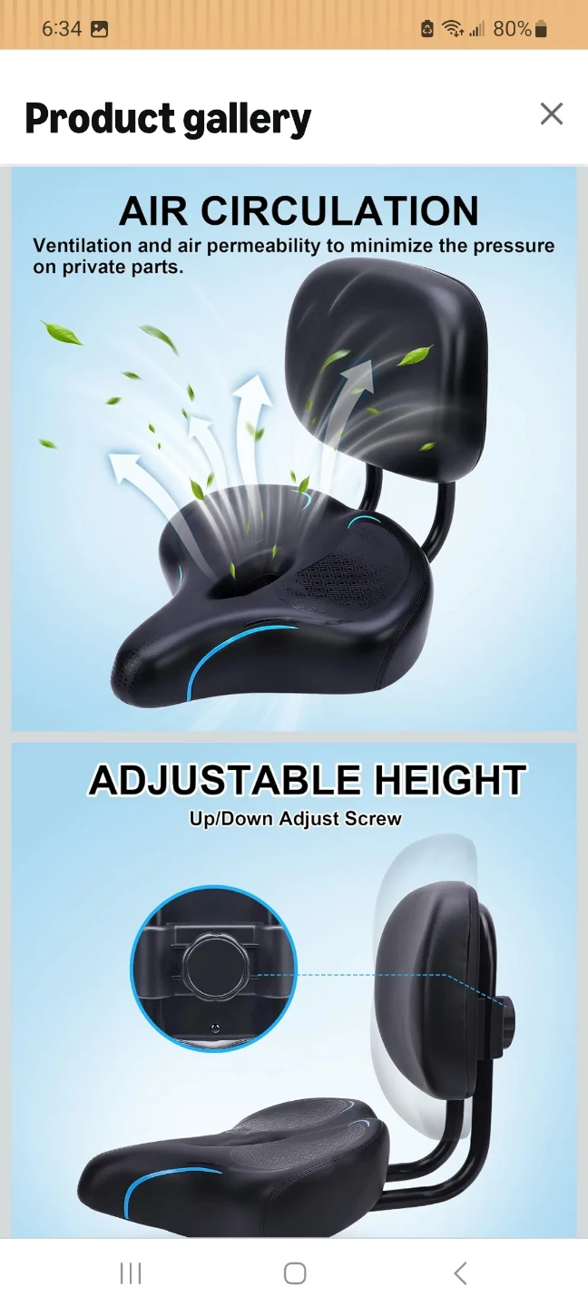 ZEMBSOYA Backrest Saddle Bike Seat - photo 2