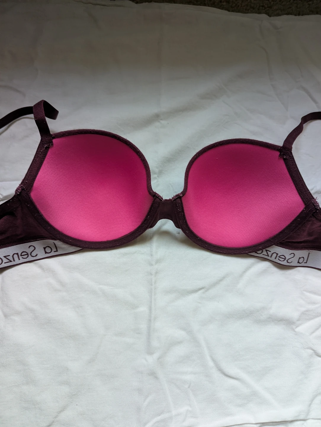 La Senza Remix Lightly Lined Cotton Balconnet Bra 34C burgundy - photo 2