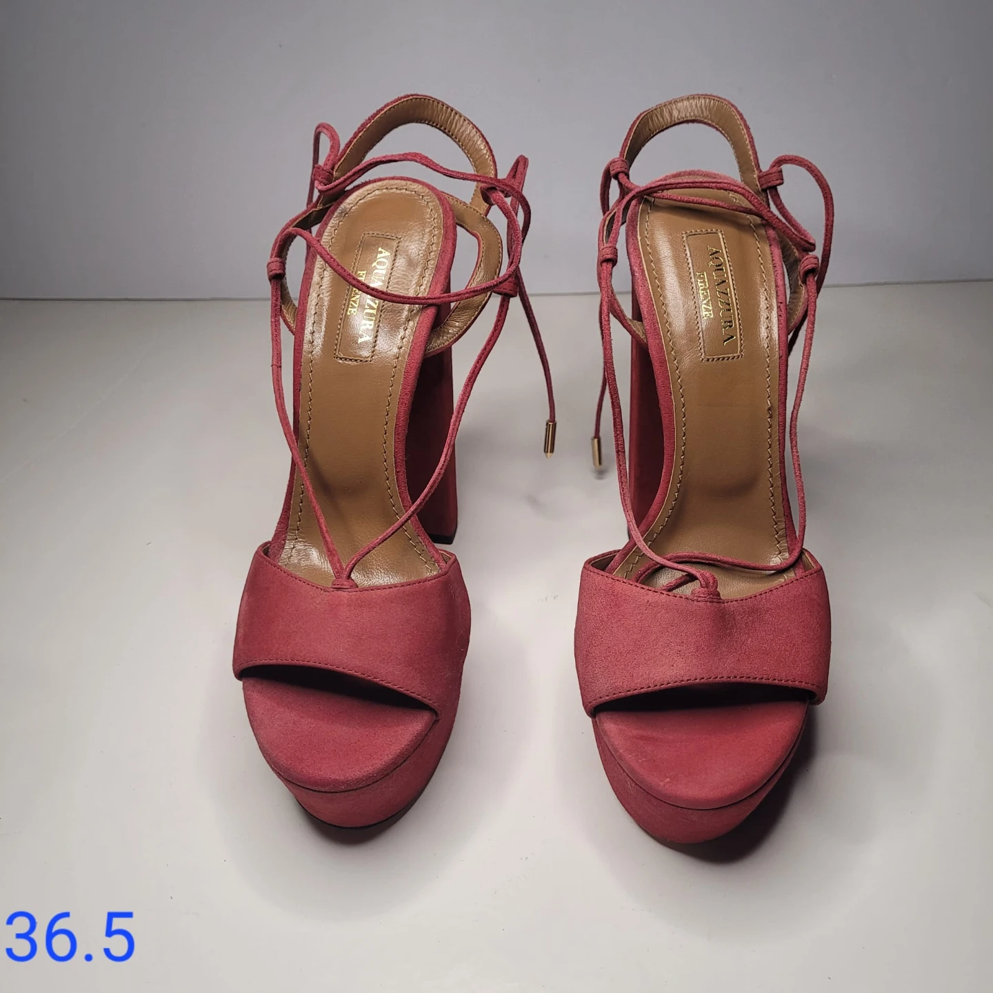 Aquazzura Suede Lace-Up Platform Heels
