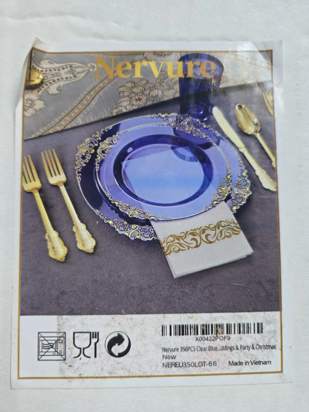 Nervure 350pc Blue Plastic Dinnerware Set for 50 - photo 4
