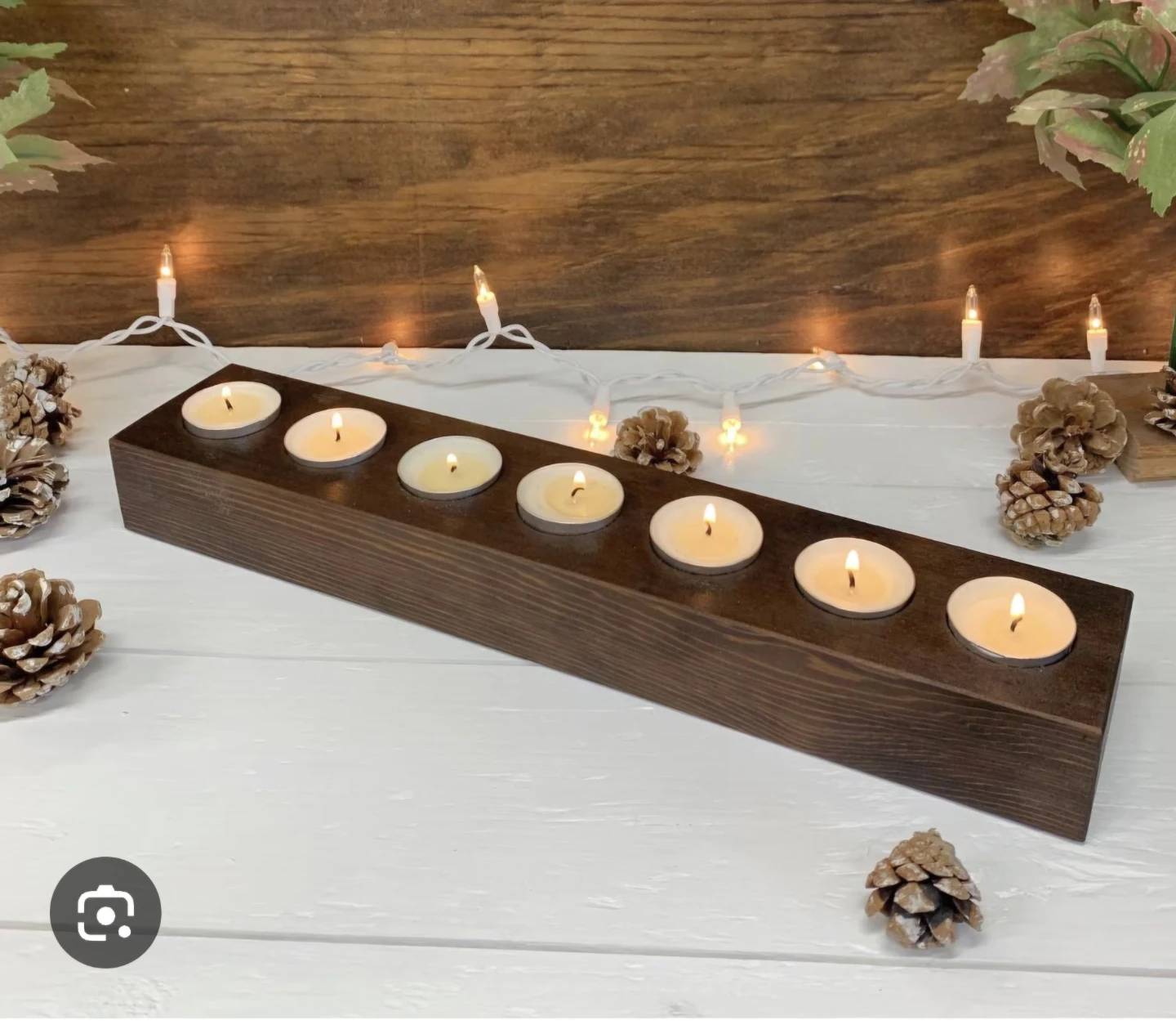 Wooden Tea Light Candles Holders with Candles