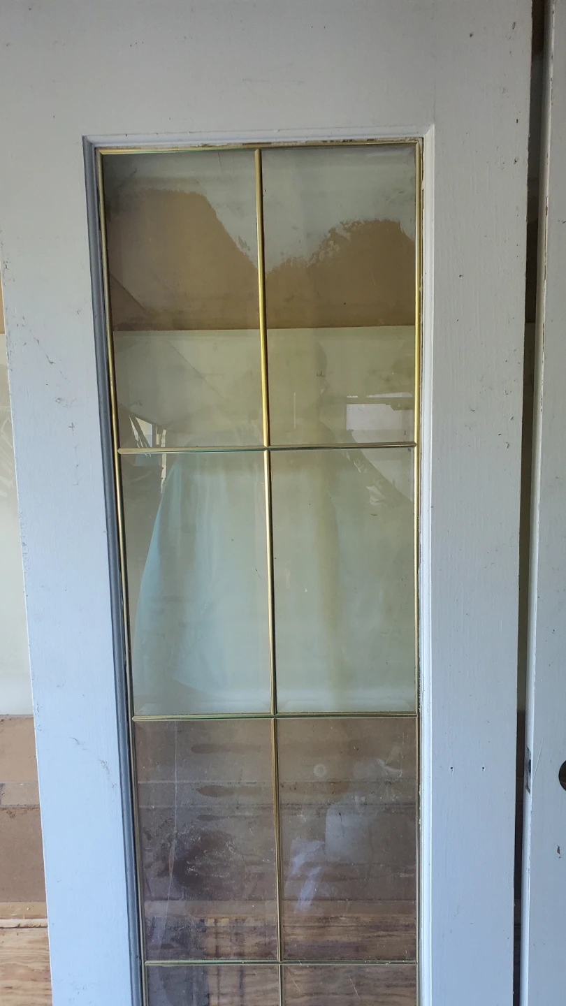 Set of Two White French Doors with Brass Grille - photo 2