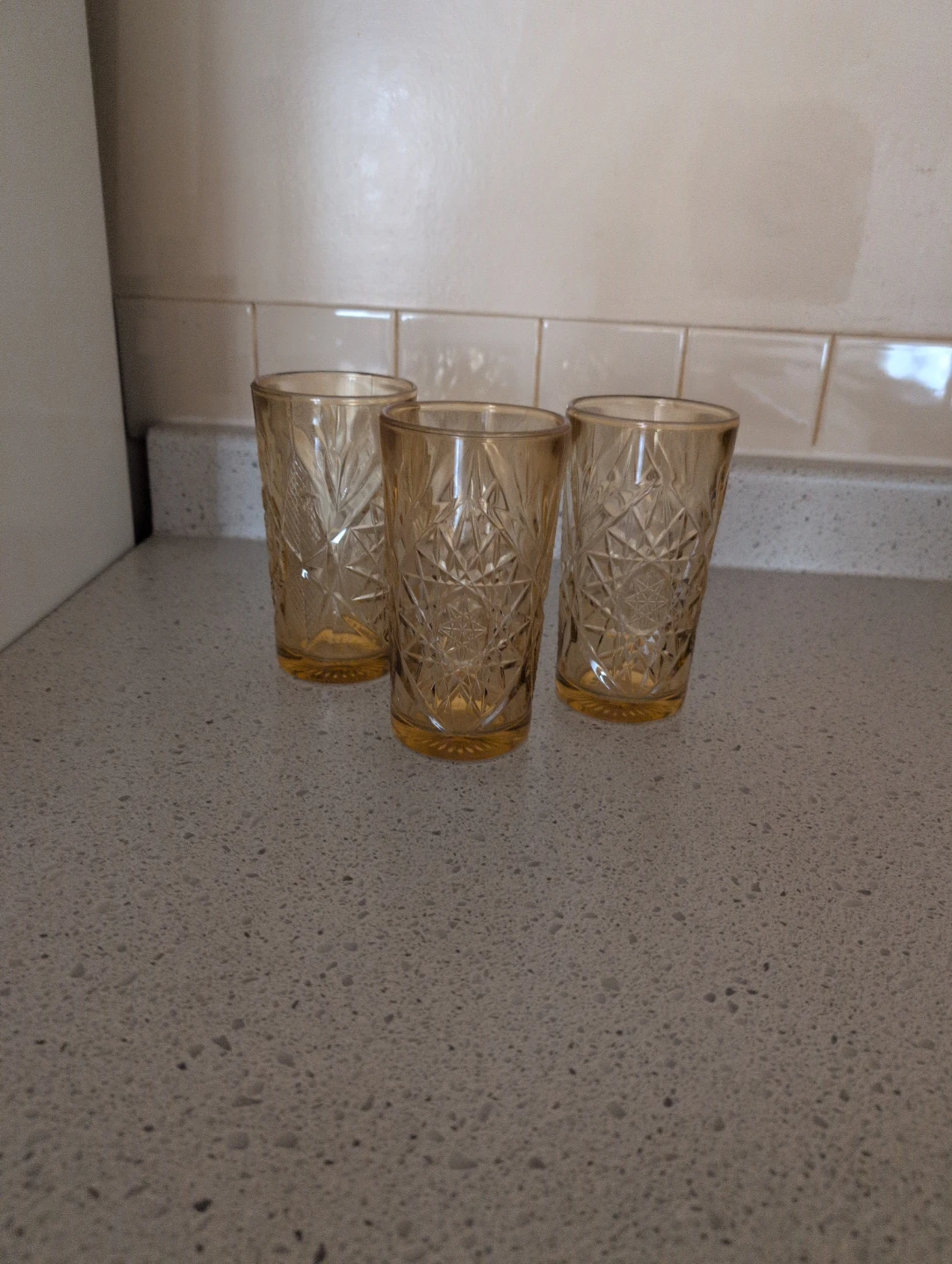 Set of 3 Amber Glass Tumblers