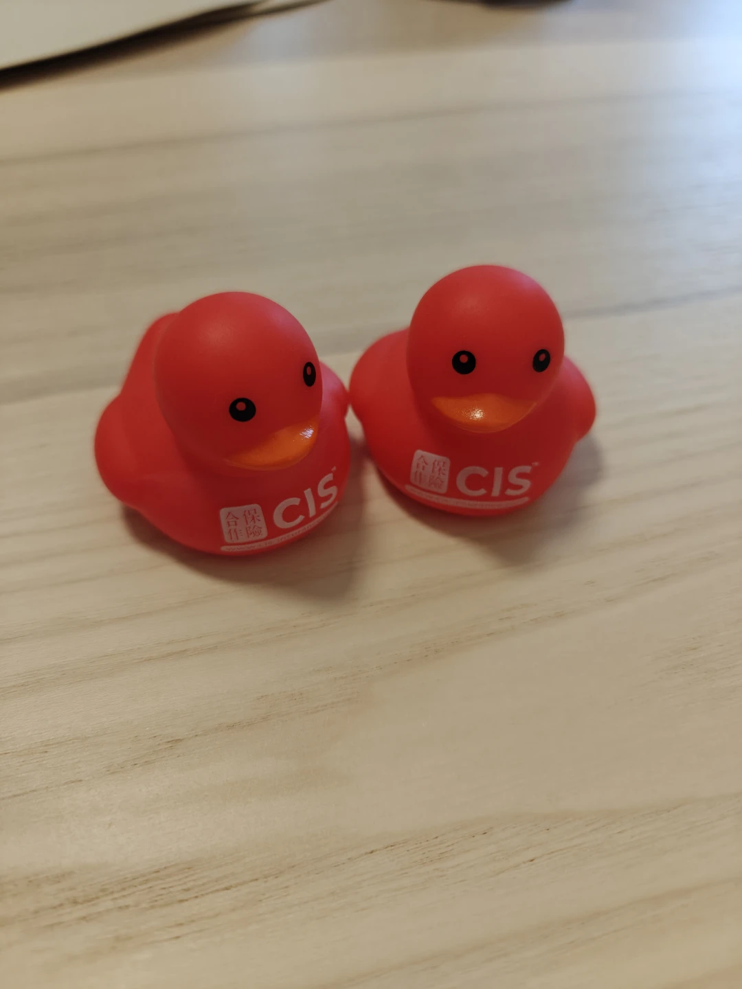 Two CIS Red Rubber Ducks