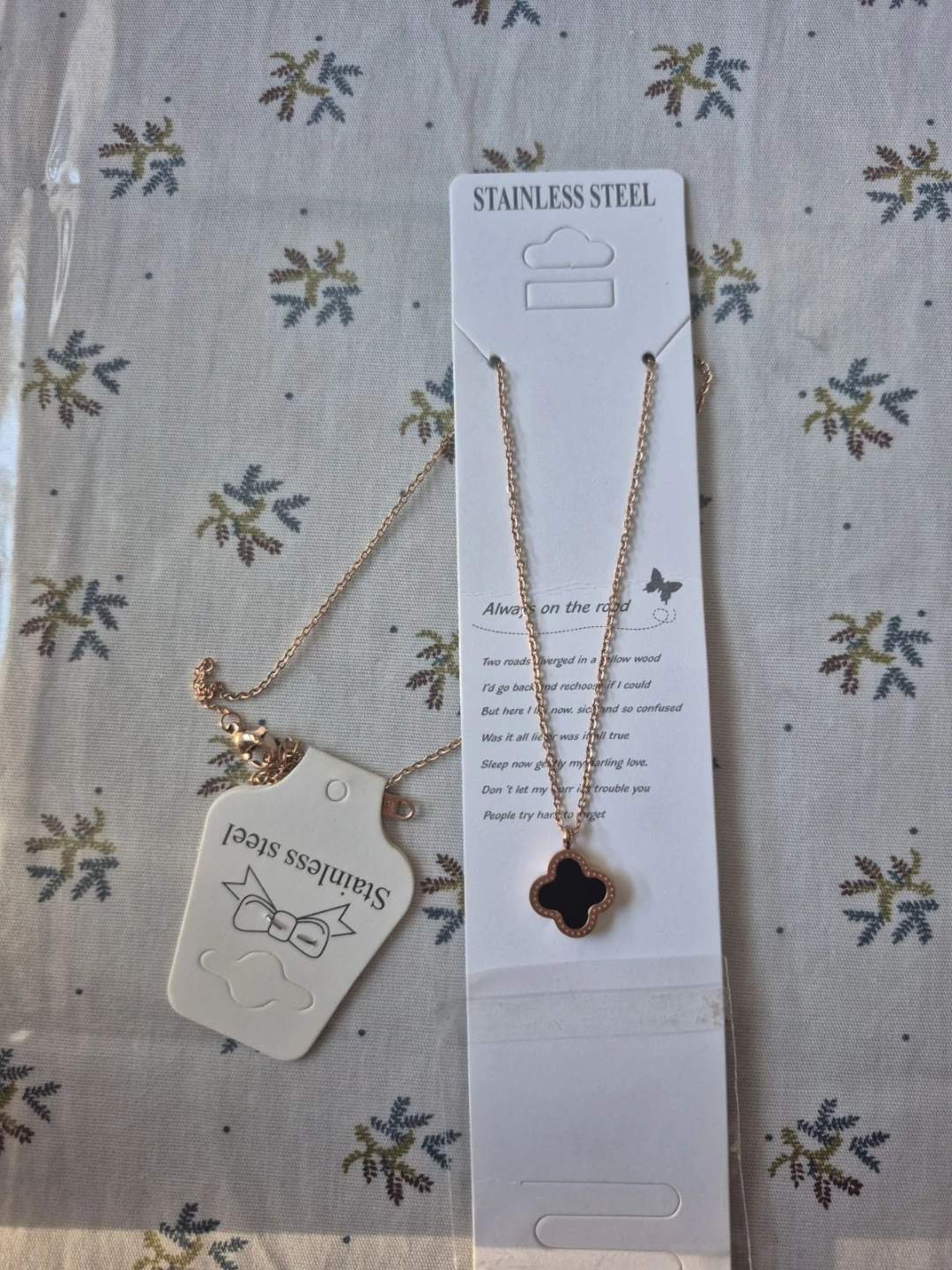 New Rose Gold Tone Stainless Steel Double-Sided Clover Pendant - photo 2