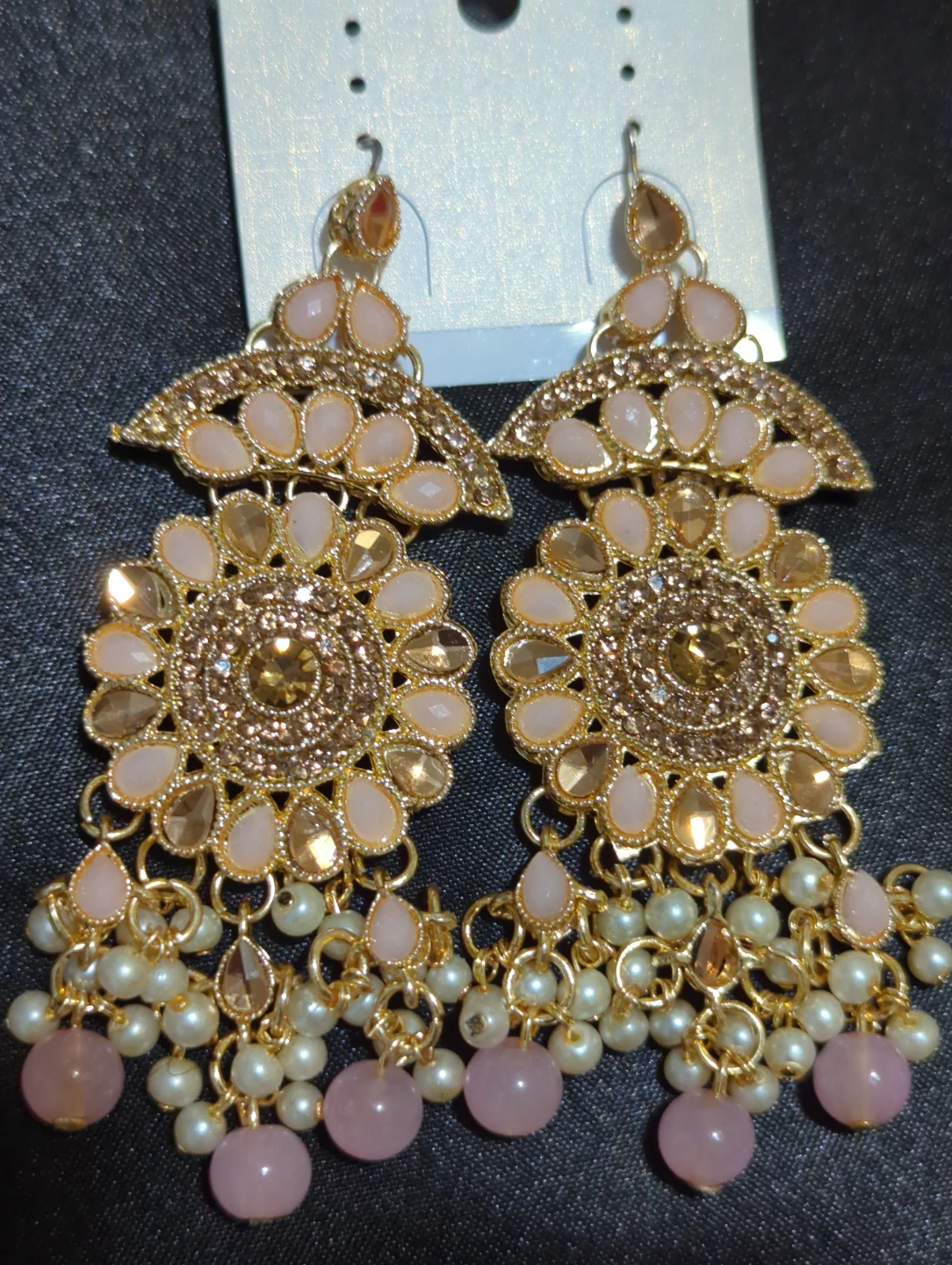 Heavy Pink and Gold Bridal Jewelry Set - photo 4
