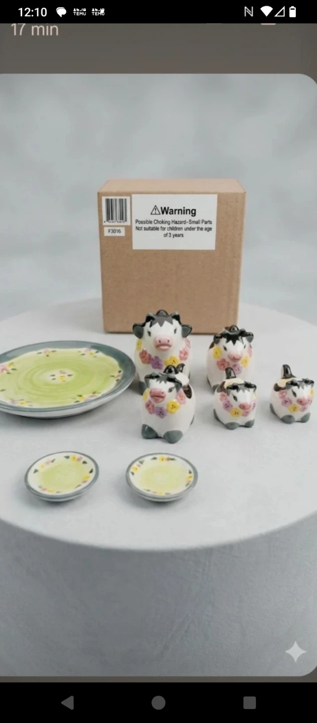 Ceramic Cow Miniature Figurine Set - photo 2