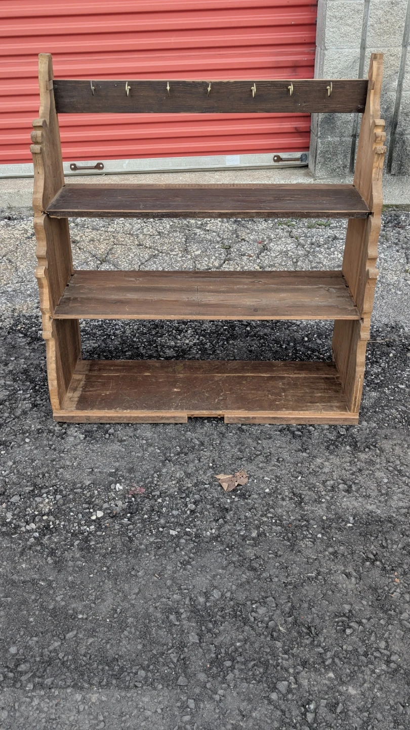Rustic Wooden Wall Shelf with Hooks