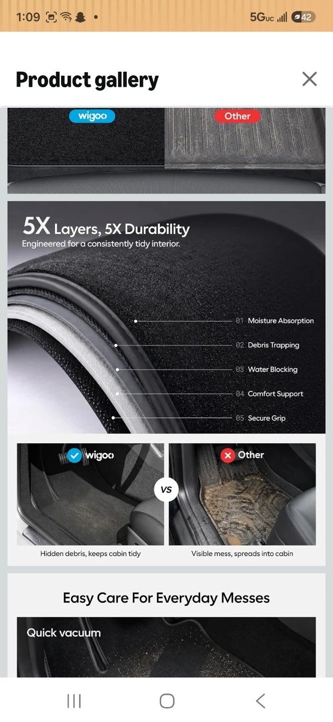 Wigoo Nylon Floor Mats for Tesla Model 3 Highland - photo 3