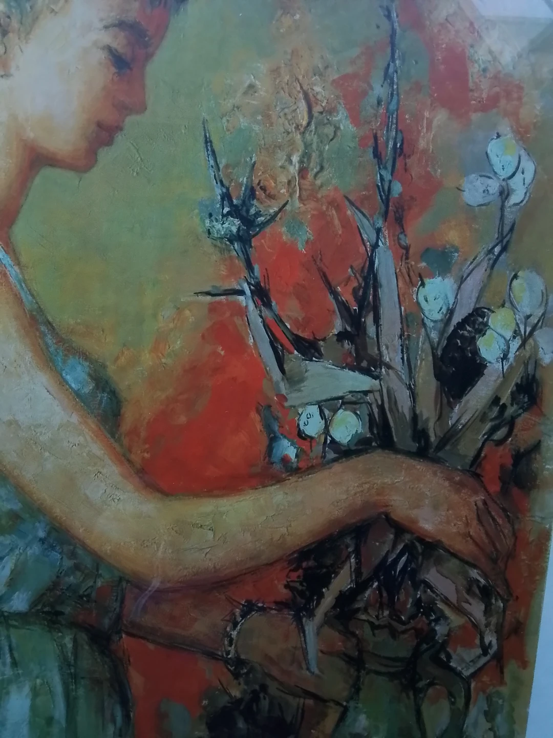 Jefriin Framed Painting of Woman with Flowers - photo 3