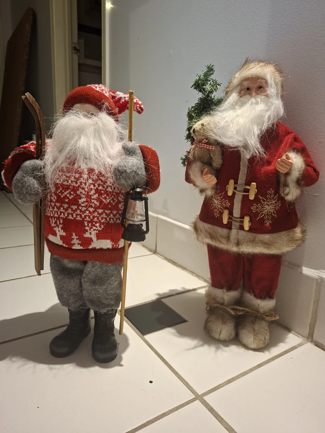 Set of Two Decorative Christmas Santa Figurines