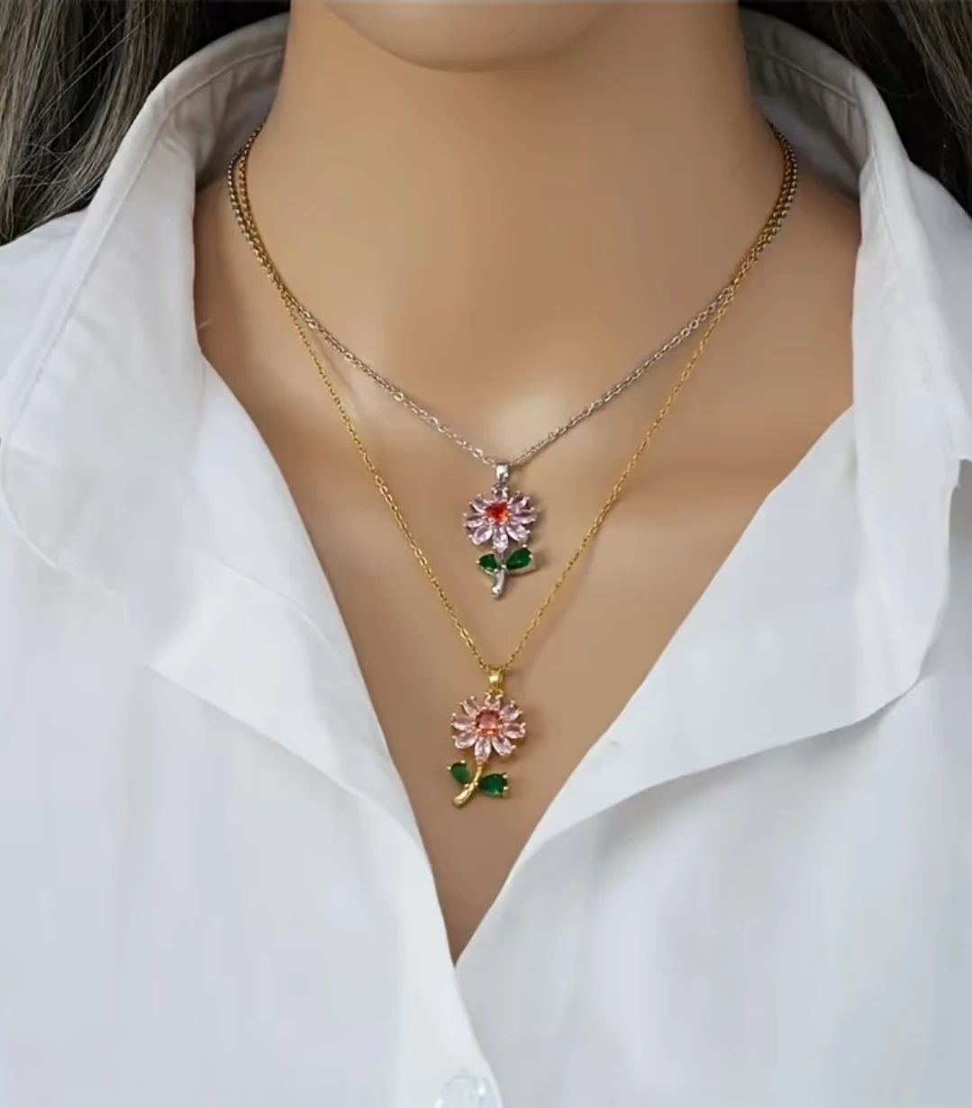 Flower Necklace and Earrings 3-Piece Set - photo 5