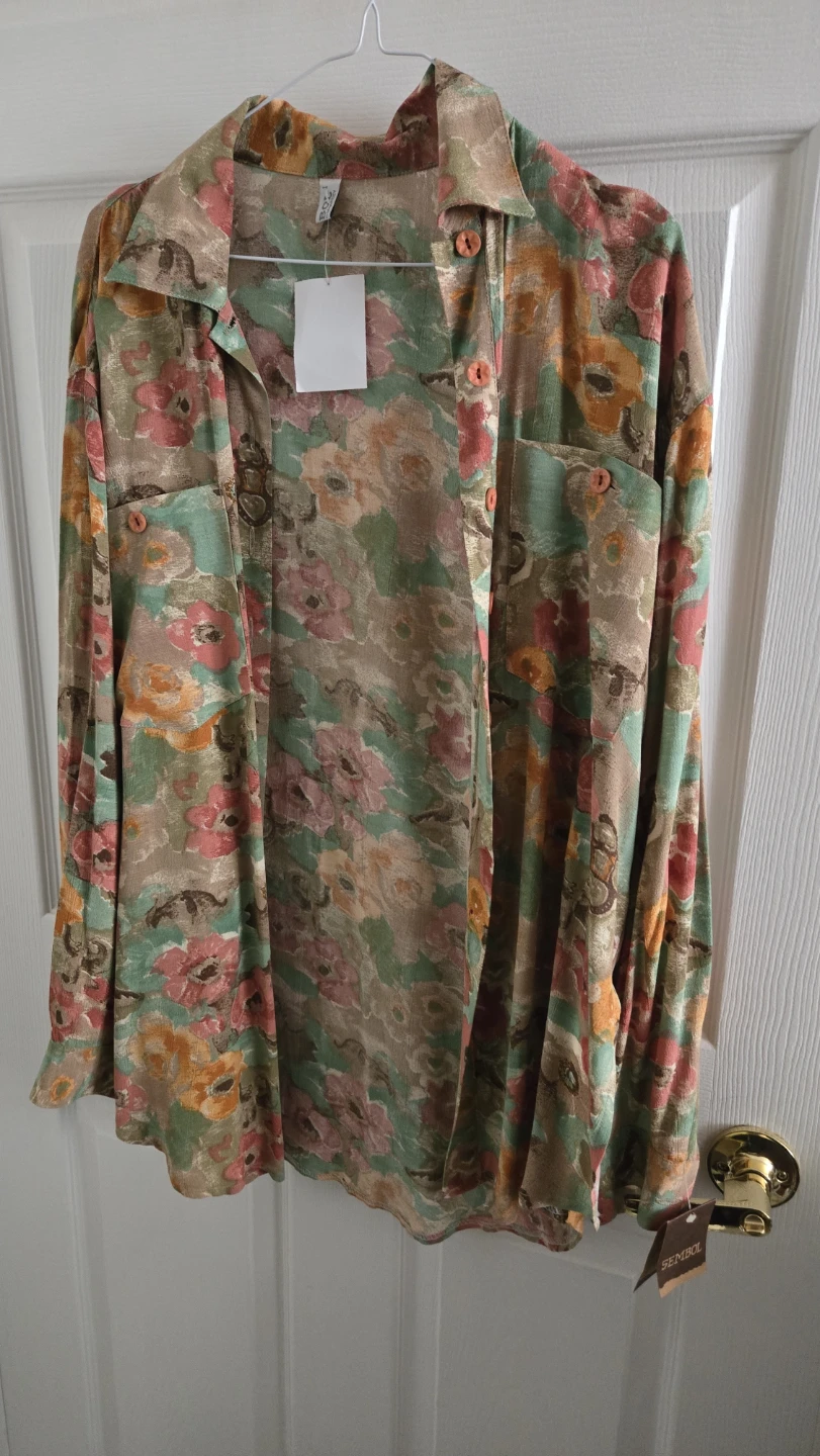 Vintage Floral Print Long Sleeve Shirt