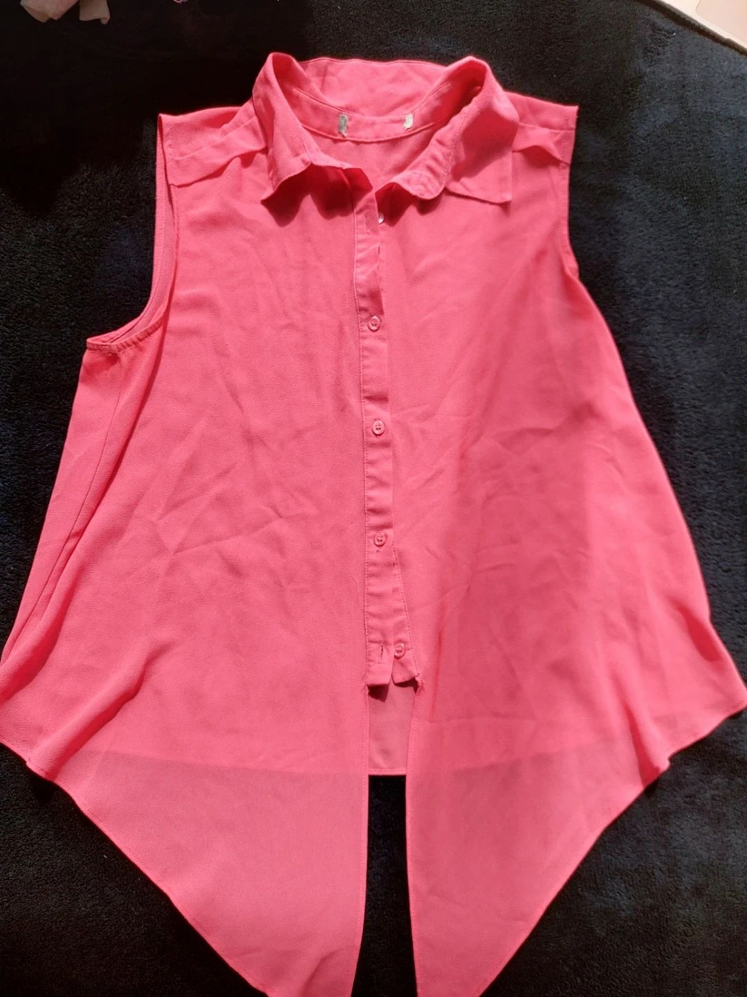 Pink Sleeveless Tie-Front Blouse