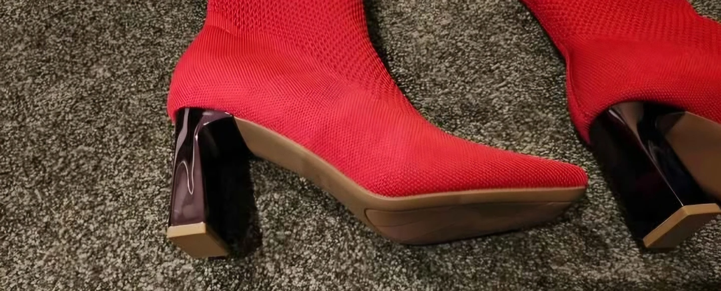 Red Knit Sock Boots - photo 4