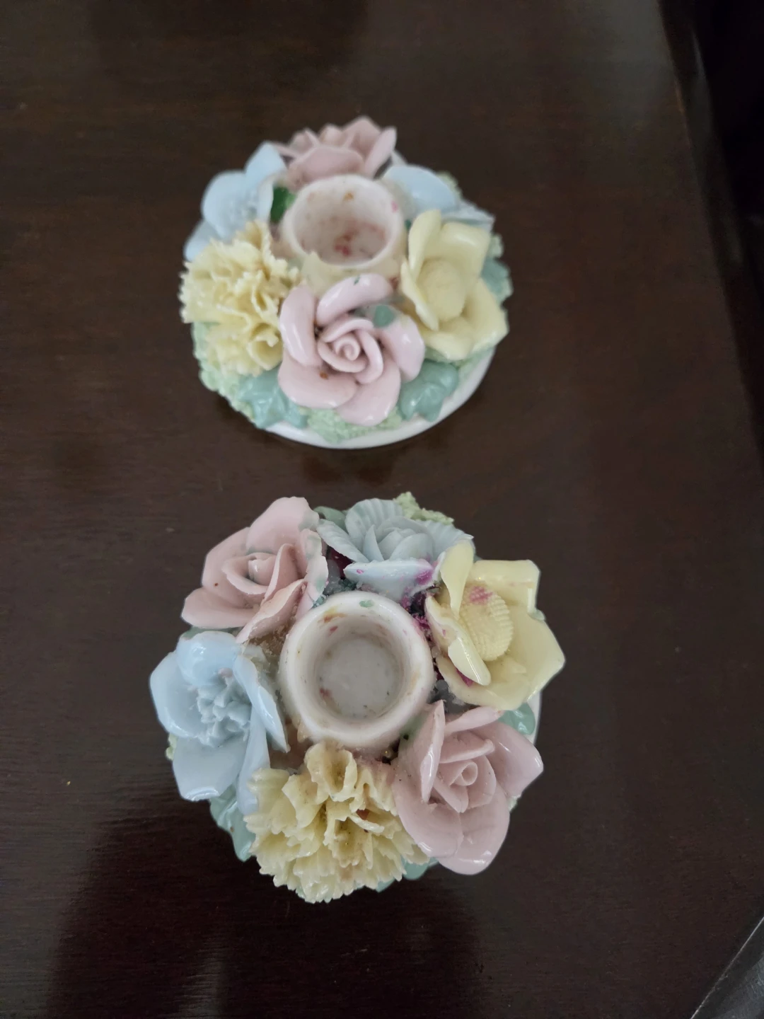 Set of Two Floral Candle Holders (made in Japan)