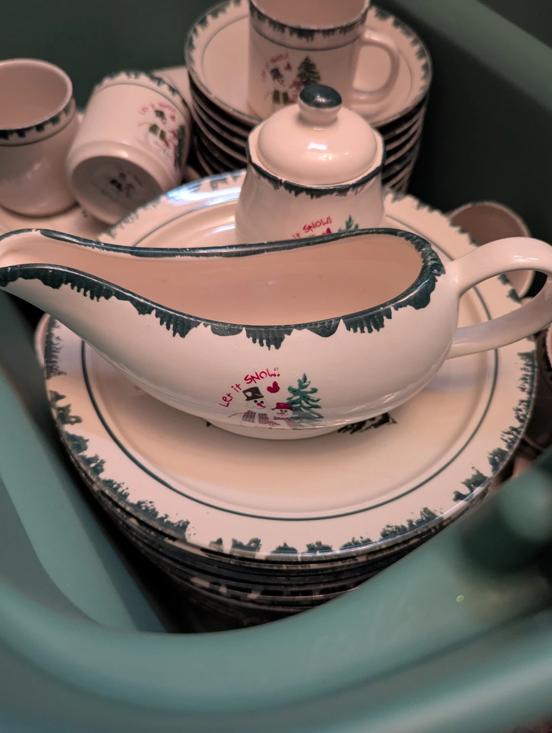 "Let it Snow" Holiday Dinnerware Set for 16 person setting - photo 4