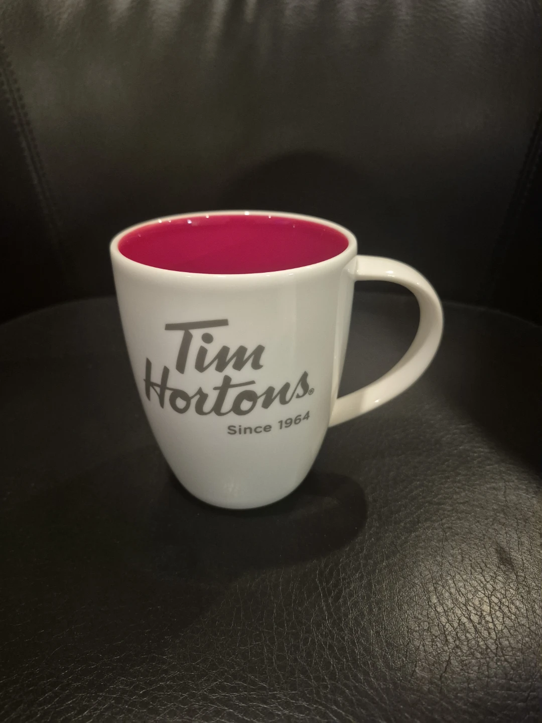 Tim Hortons white and pink ceramic mug