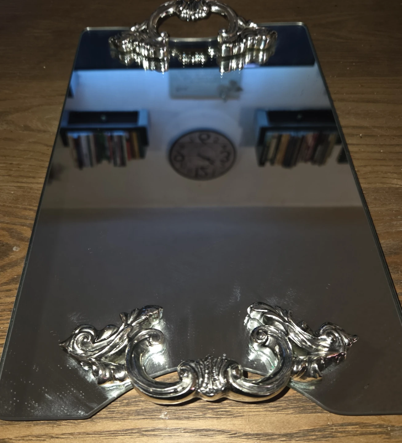 Vintage Mirrored Vanity Tray — Silver-Tone Hollywood Regency