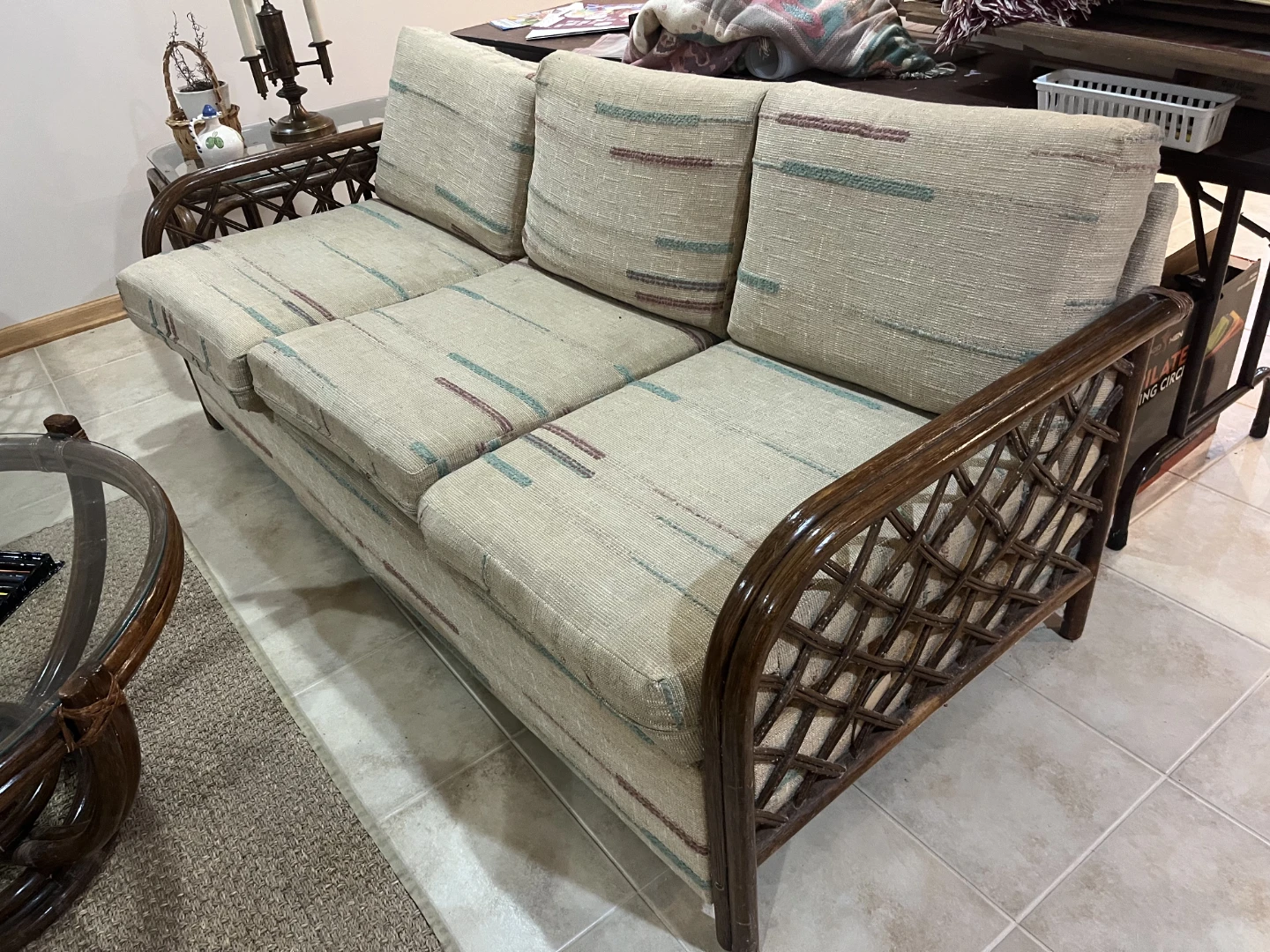 Vintage Rattan Sofa-bed