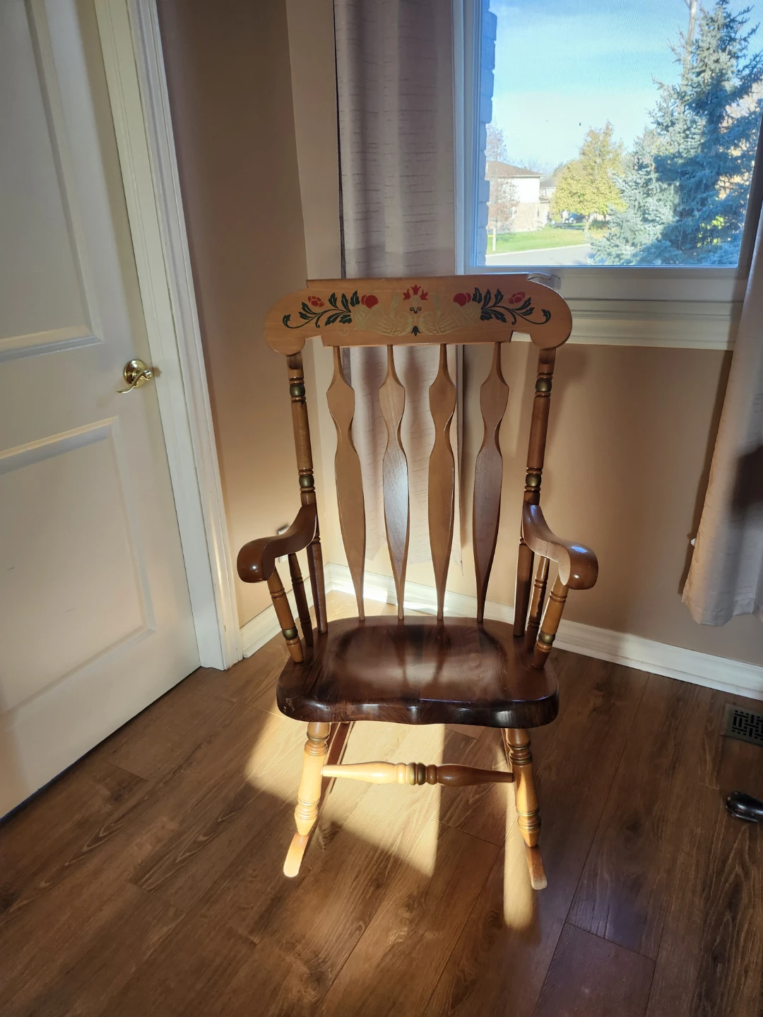 Vintage Hand-Painted Wooden Rocking Chair