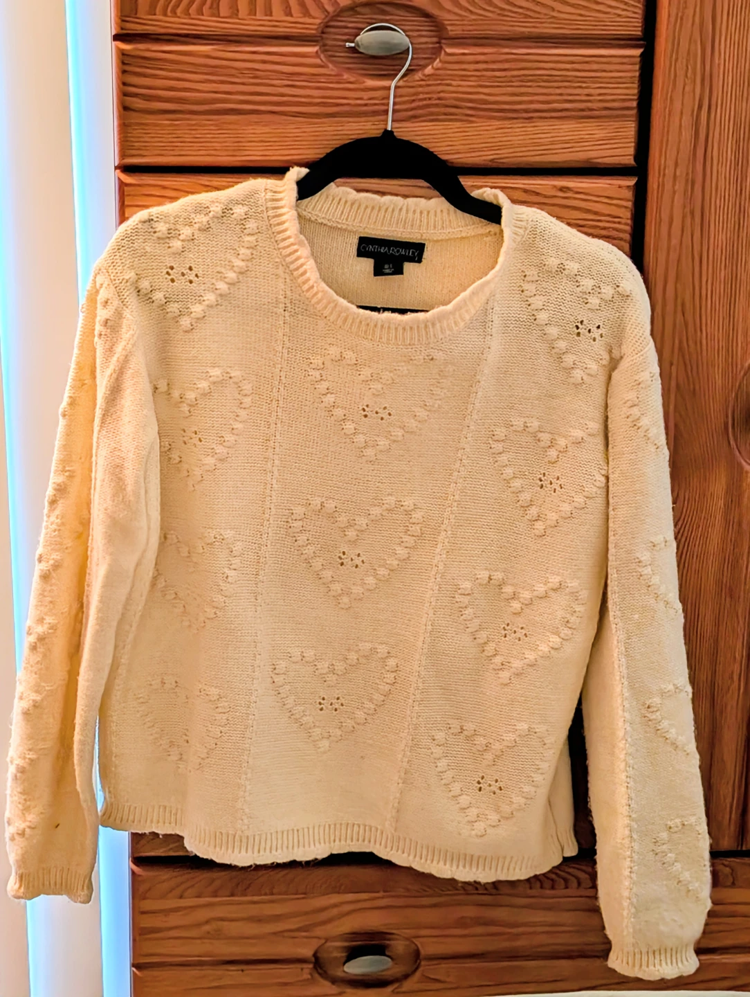Cynthia Rowley Cream Heart Sweater