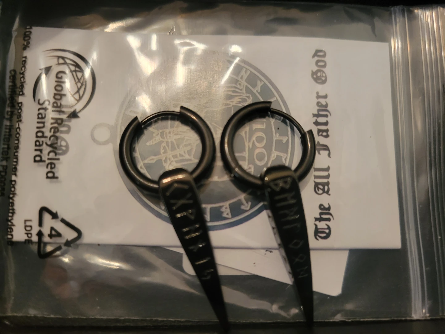 NEW FaithHeart Runes Spike Hoop Earrings - photo 3