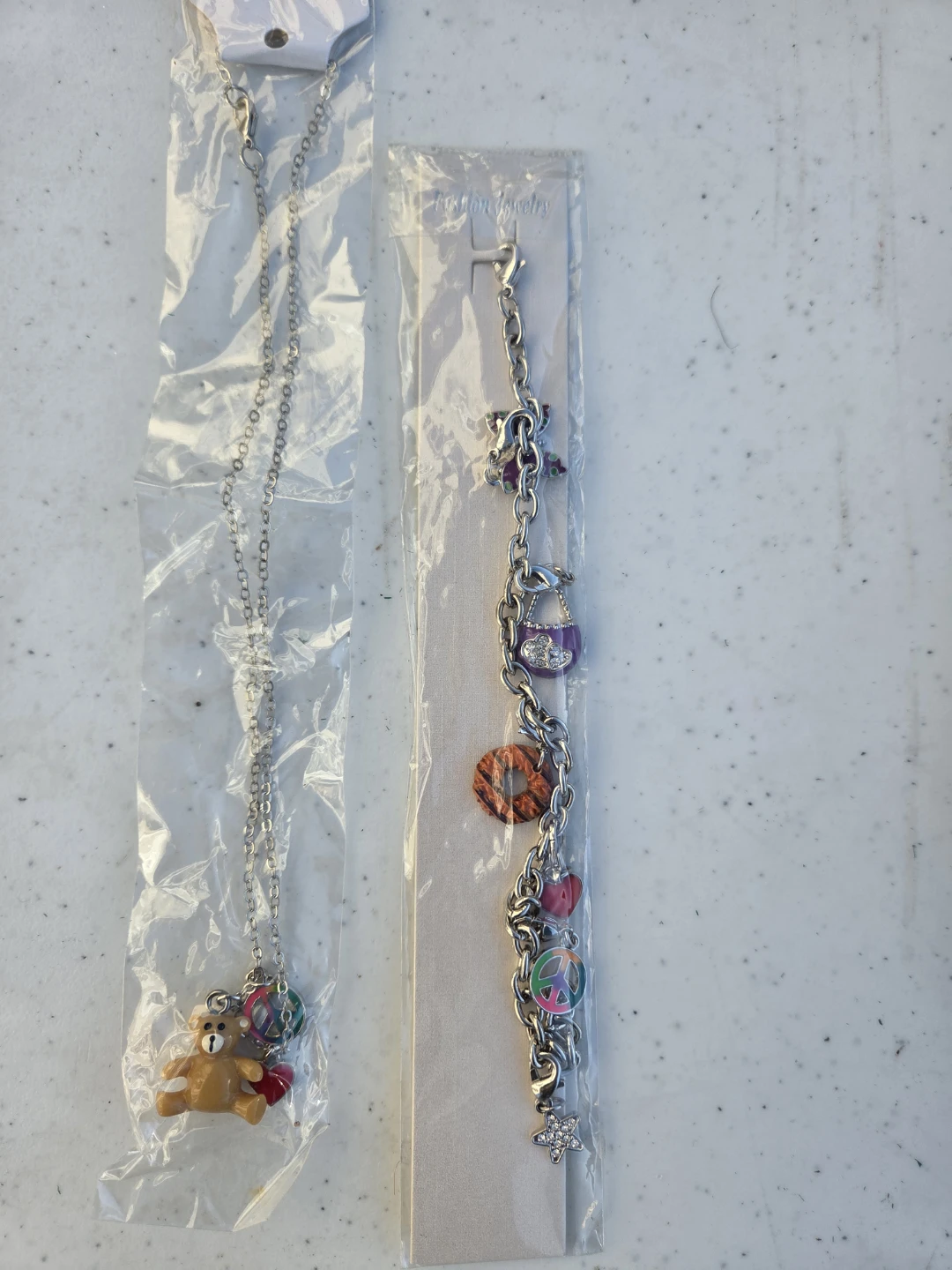 Charm Bracelet and Teddy Bear Necklace Set