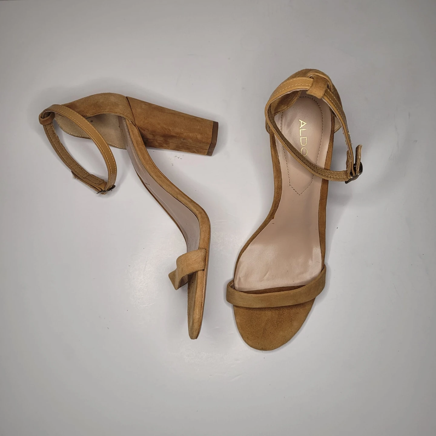 ALDO Tan Suede Block Heel Sandals Size 8 - photo 3