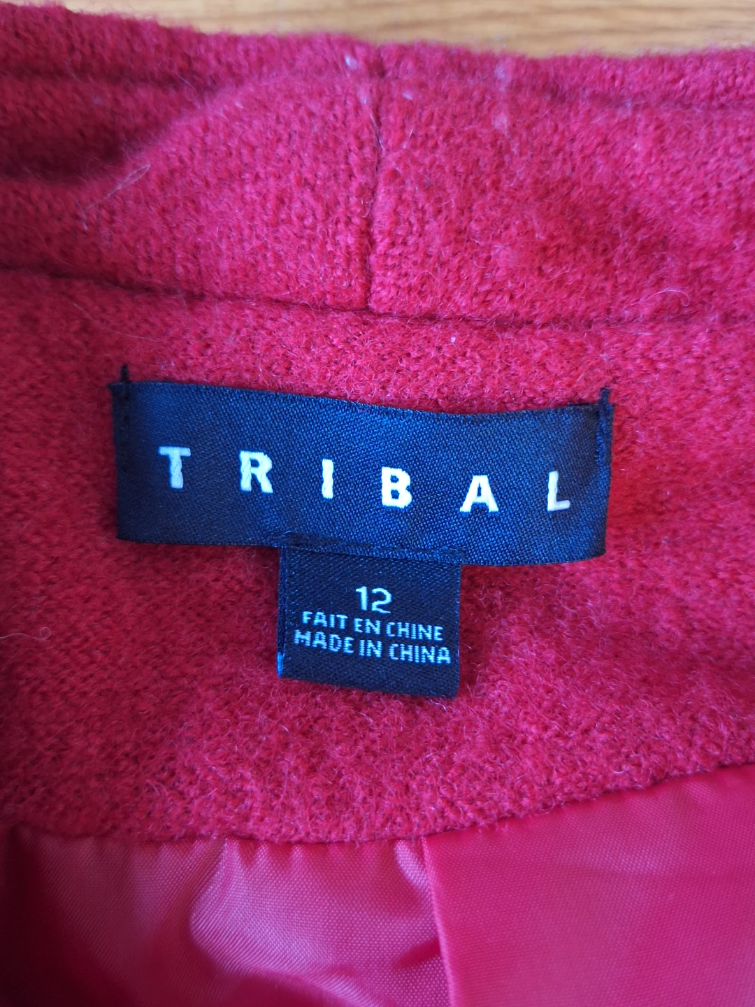 Tribal Red Wool Blend Blazer Size 12 - photo 3
