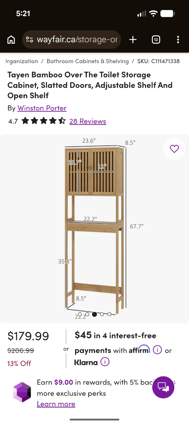 Brand New Bamboo Over-The-Toilet Storage - photo 3
