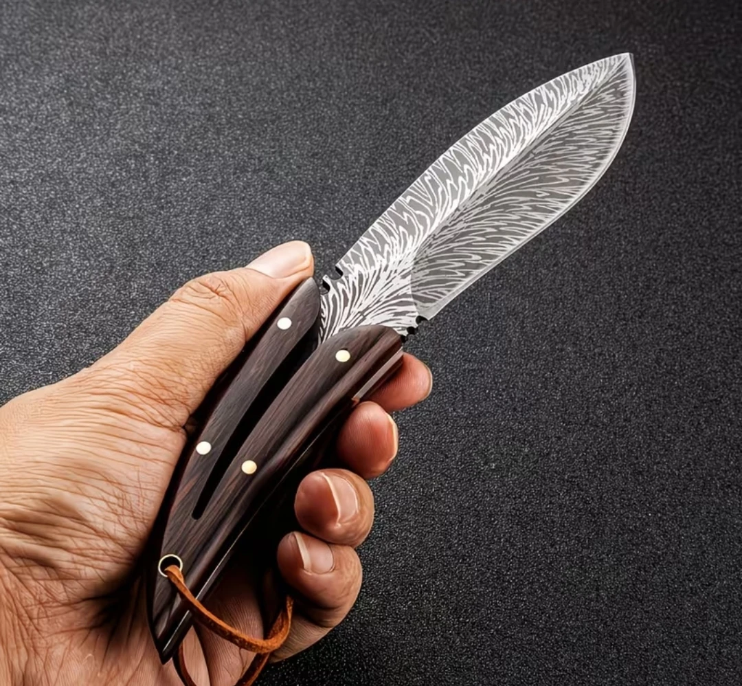 Damascus pattern with leather sheath - photo 2