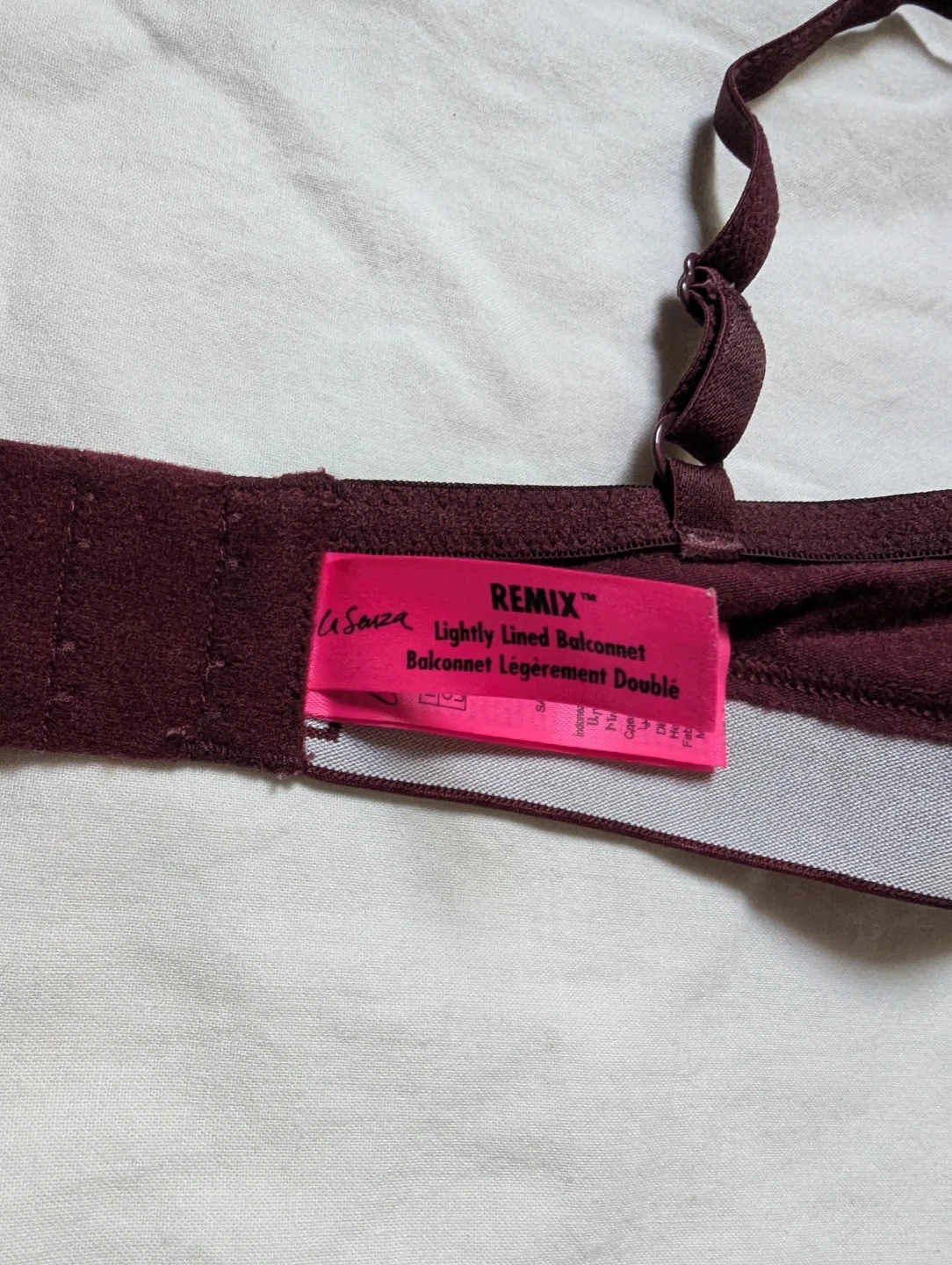La Senza Remix Lightly Lined Cotton Balconnet Bra 34C burgundy - photo 3