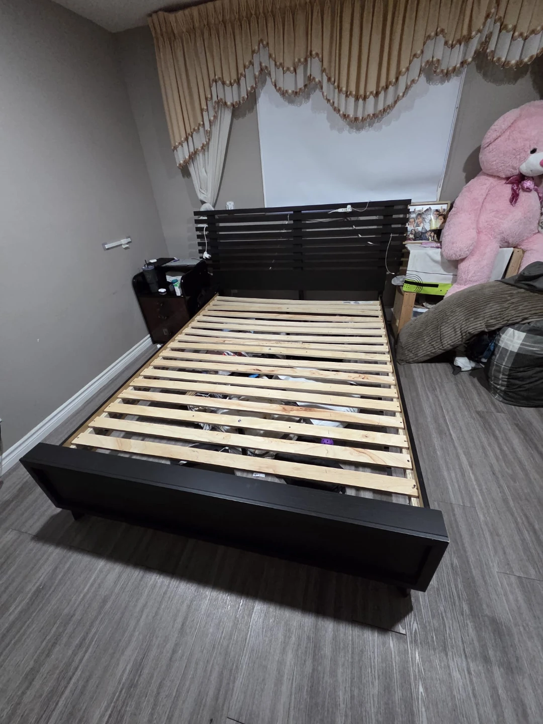 Black Wooden Bed Frame plus mattress - photo 2