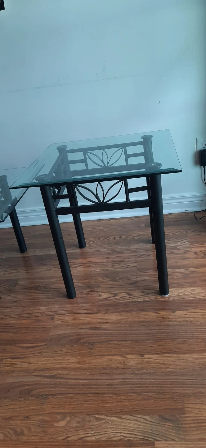 3-Piece Black Metal and Glass Table Set - photo 3