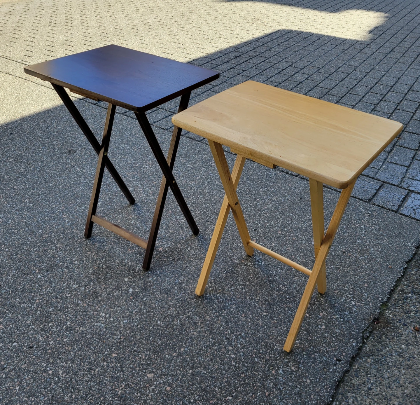 Set of 2 Wooden Folding TV Tray Tables / Snack Side Tables