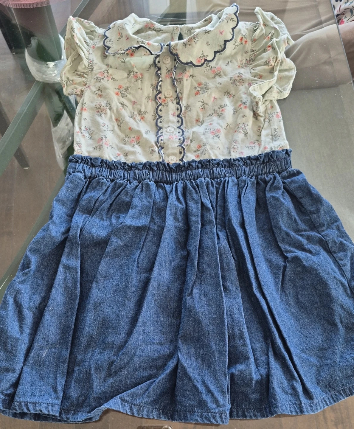 Next Girls Floral and Denim Dress