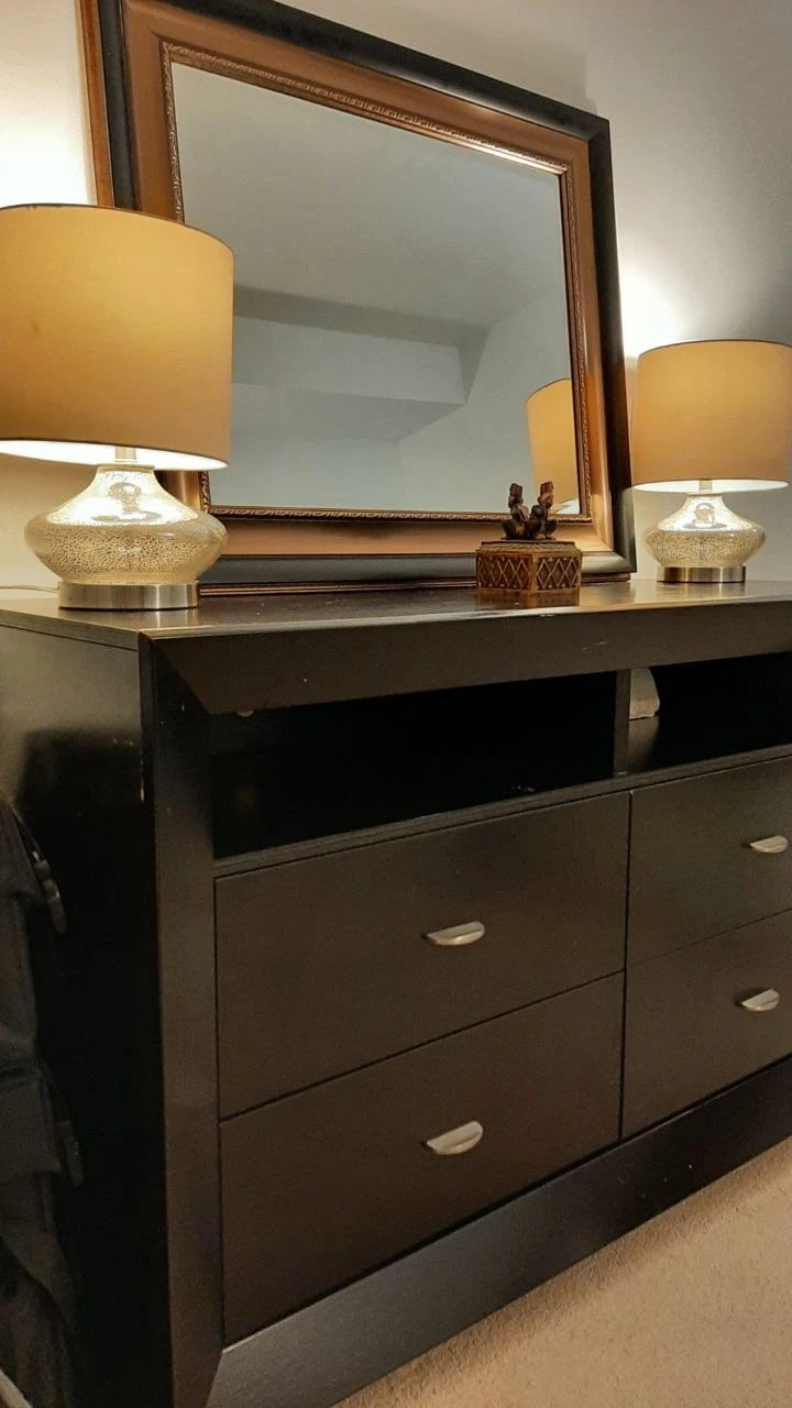 Dark Brown Dresser and Mirror Set - photo 3