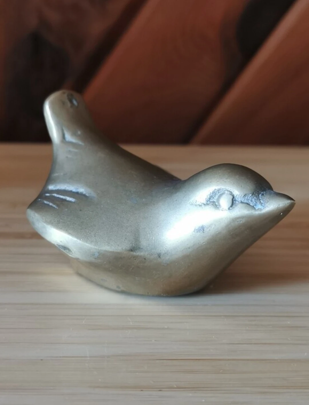 Vintage Solid Brass Bird Figurine – Stylized Folk Art Decor - photo 3