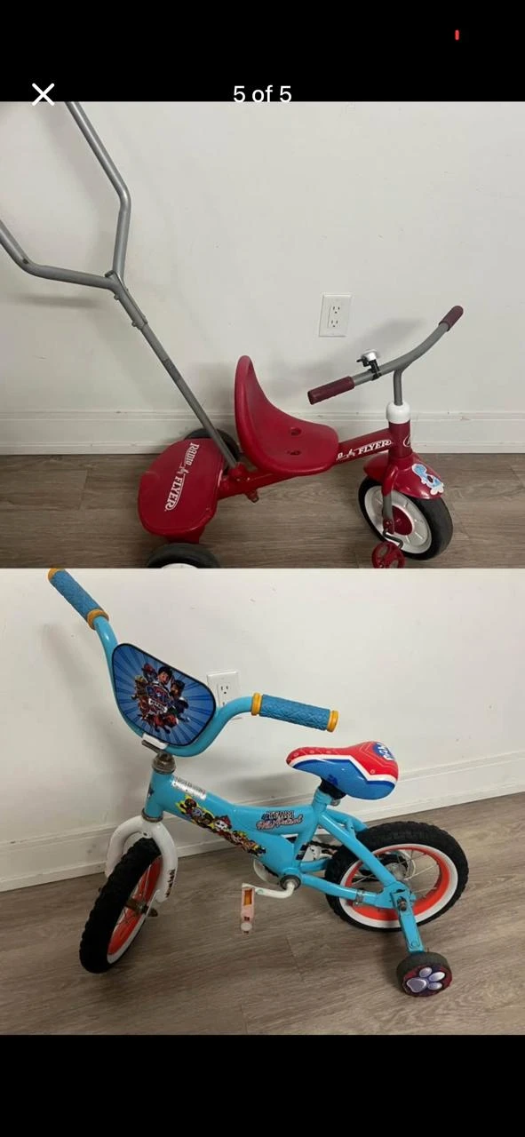 Radio Flyer Tricycle and Paw Patrol Bicycle