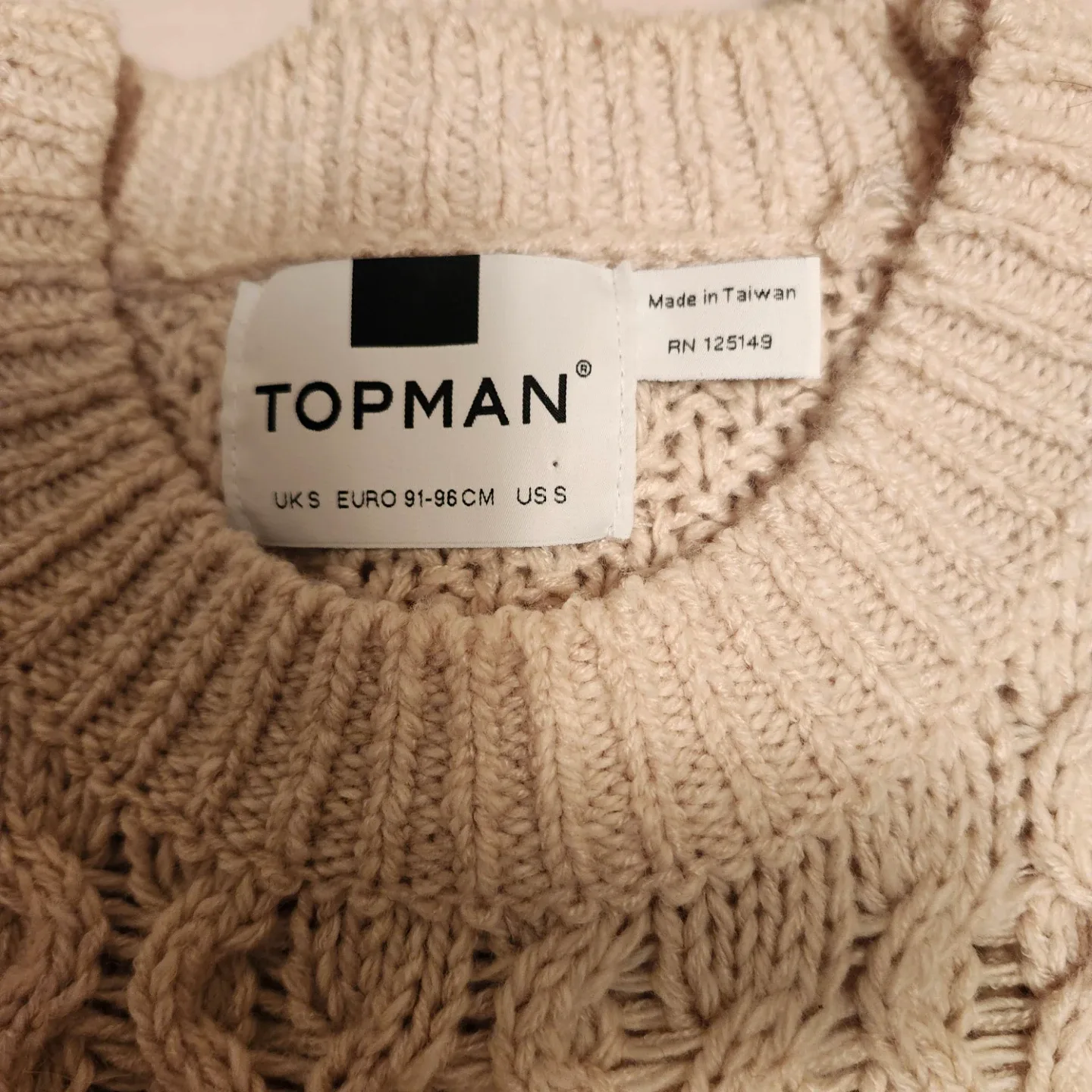 Topman Beige Cable Knit Sweater Size Small - photo 2