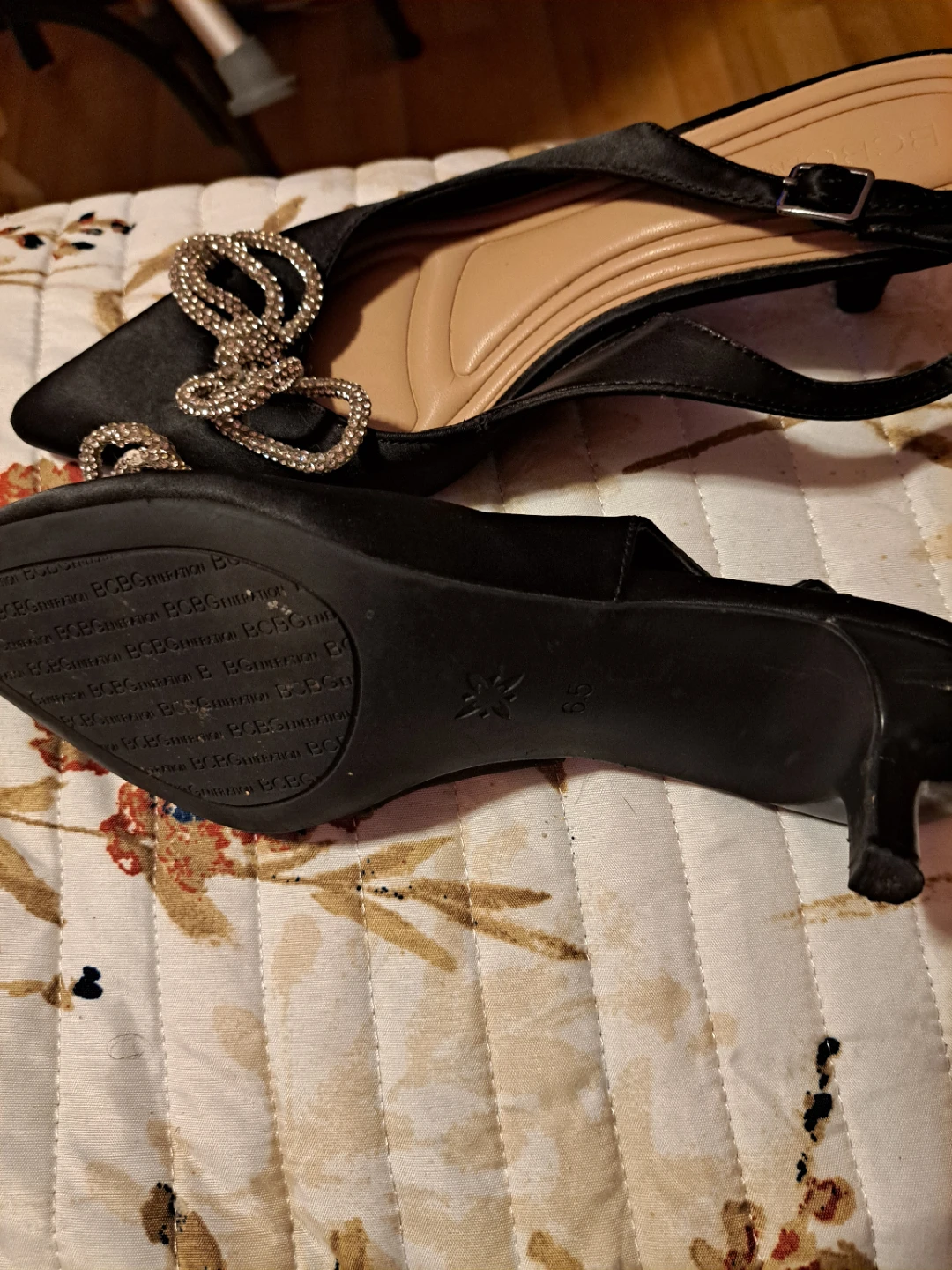 BCBGeneration Black Satin Slingback Heels - photo 2