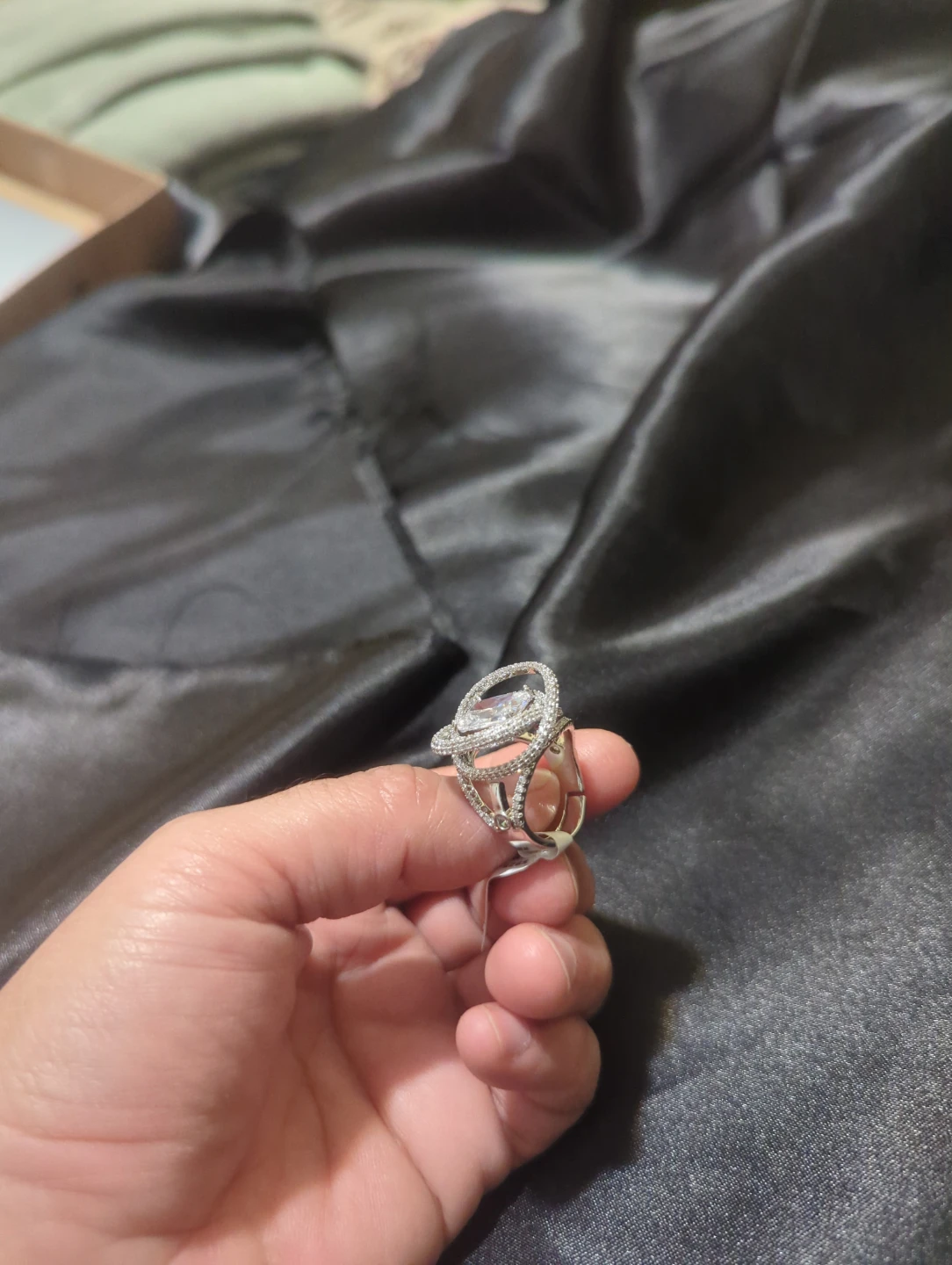 Silver-Tone CZ Statement Ring - photo 4