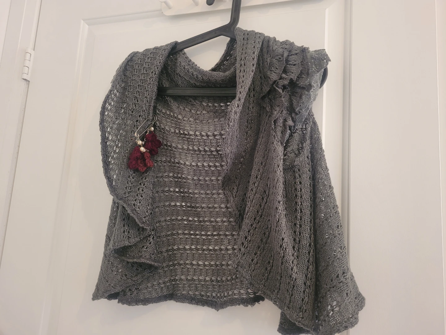 Grey knit lace shrug