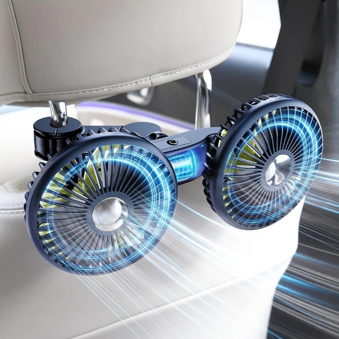 Dual-Head Portable Car Seat Fan